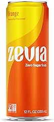 Zevia Zero Sugar Soda, Orange, 12 Ounce Sleek Can