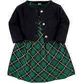 Hudson Baby Infant and Toddler Girls Cotton Dress and Cardigan Set