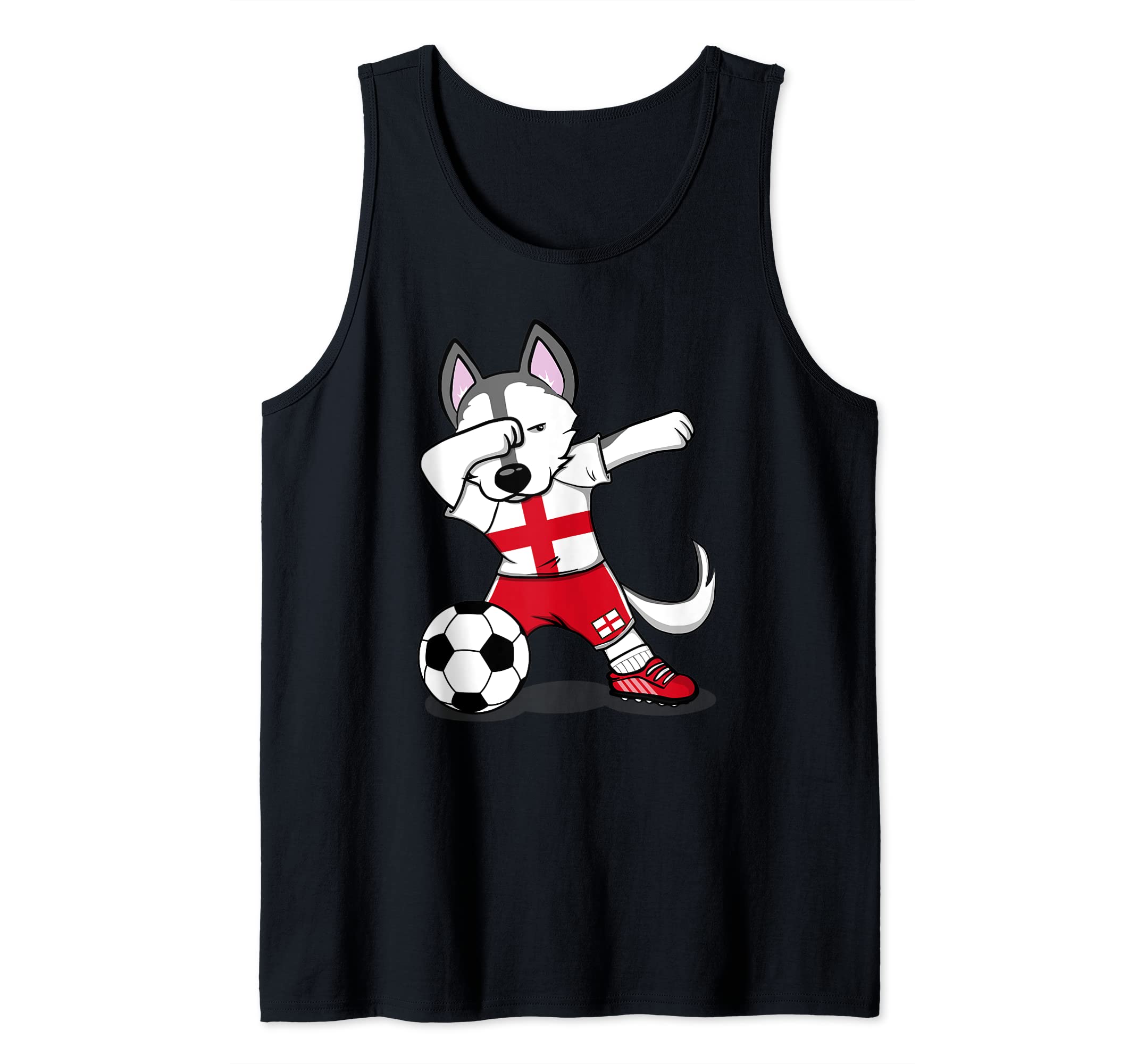 Husky Dabbing England Soccer English Flag Football Lovers Tank Top