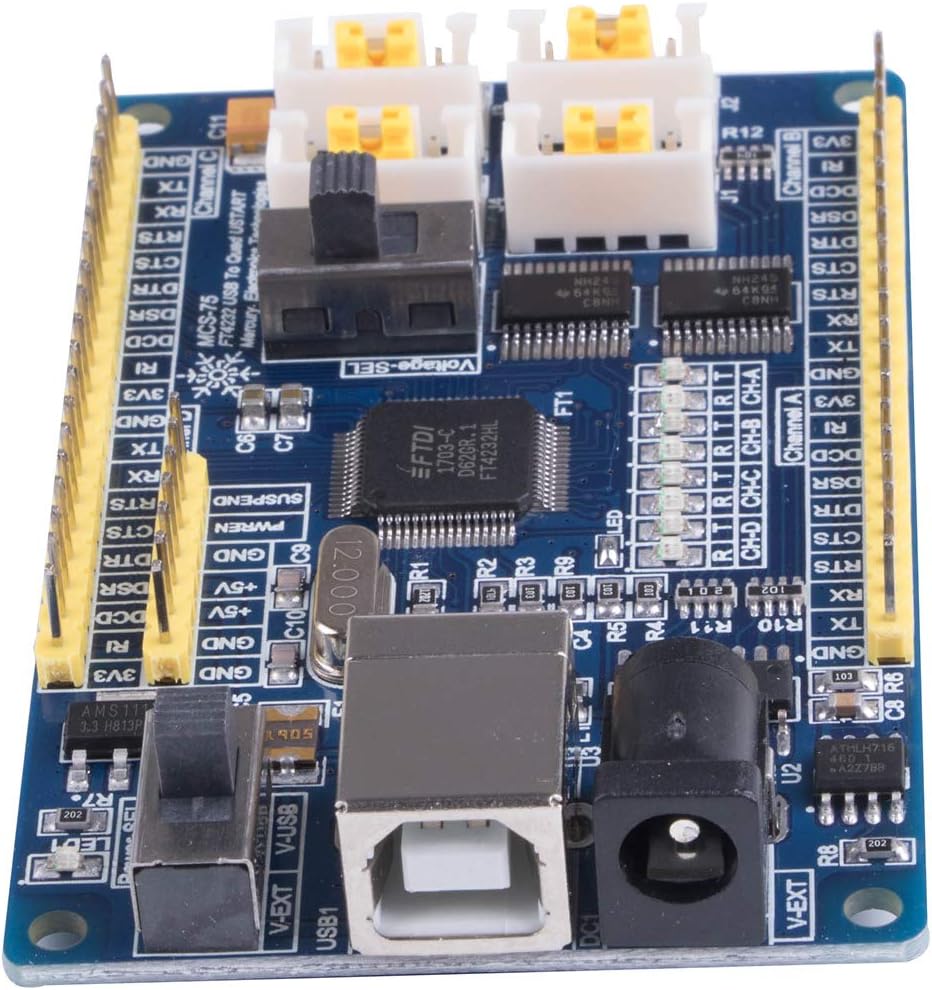 USB to 4 Port TTL Adapter Serial Converter Development Board With Genuine FT232RL USB UART FT4232HL, Blue, 80.17x49.95mm - Image 3