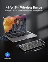 TECKNET 2.4G Wireless Keyboard Grey Ultra Slim 14 Shortcuts 12 Month Battery view 3