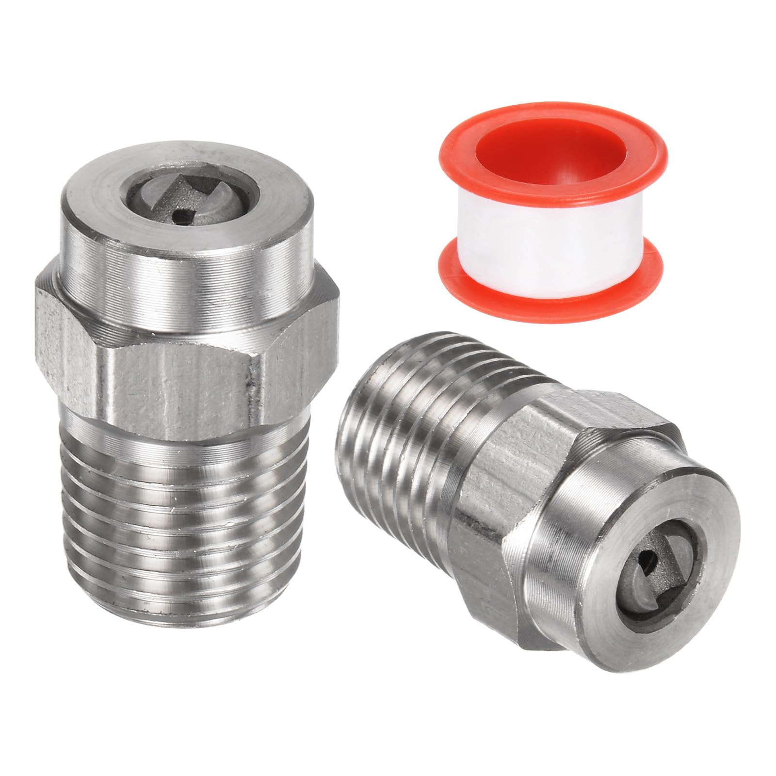 M METERXITY 2 Pack Surface Clean Tips - 15 Degree 1/4" NPT Male #15060 Pressure Washer Nozzles Cleaner Nozzle Replacement, Stainless Steel with Sealing Tape for Water Guns (1.514mm Orifice)
