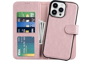 DorisMax for iPhone 14 Pro Max Wallet Case,Detachable Flip Folio Cover RFID Blocking 4 Card Slots Holder Premium PU Leather Magnetic Kickstand Protective Phone Case for iPhone 14 Pro Max 6.7" Pink