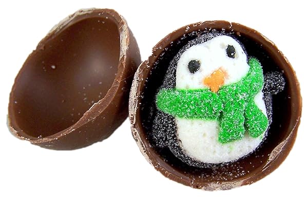 PEEKABOO PENGUIN MILK CHOCOLATE BALLS WITH MARSHMALLOW PENGUINS, CHRISTMAS STOCKING STUFFER FOR KIDS, HOLIDAY ACTIVITIES, (6 PACK)