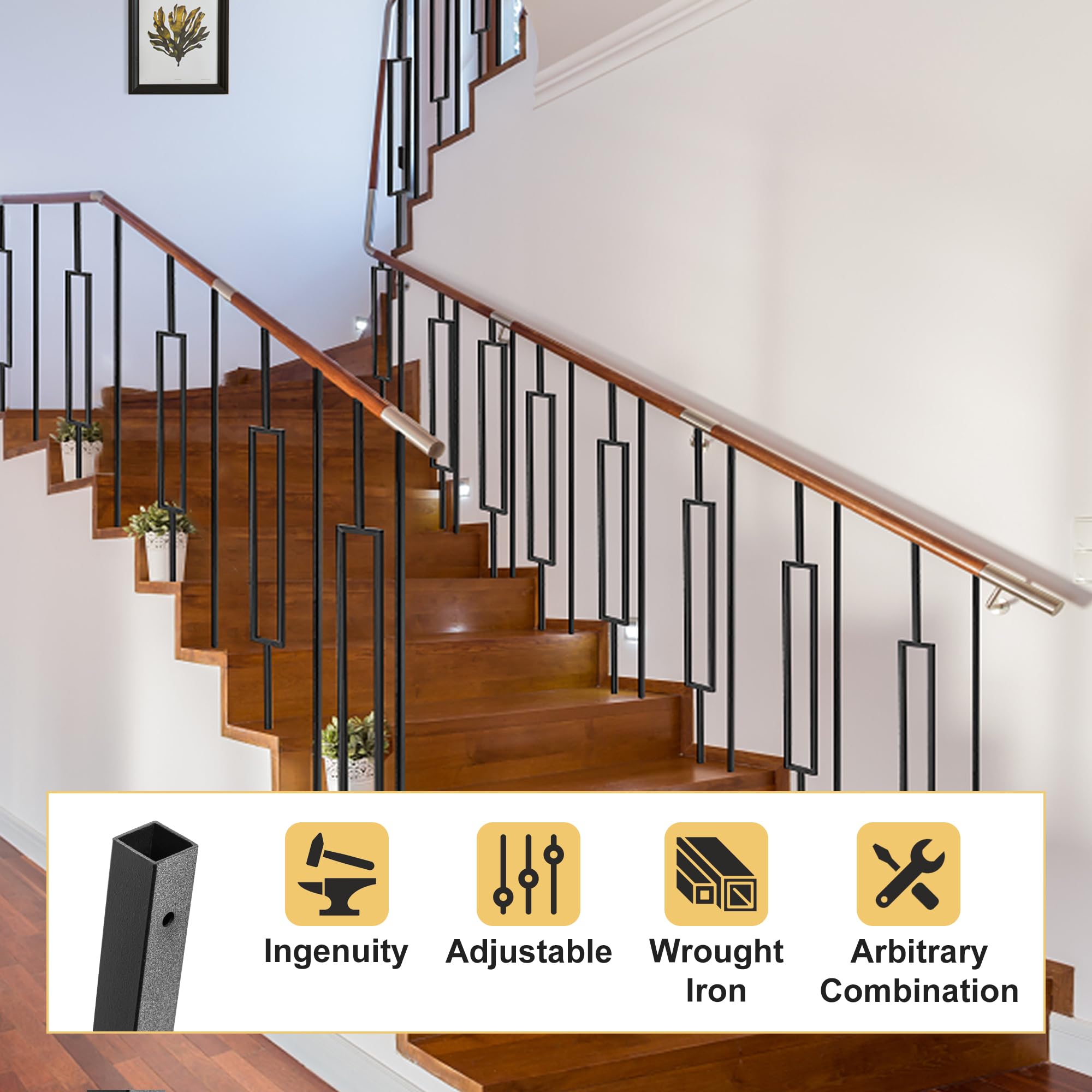 Mua 10 Pack Wrought Iron Balusters Set, LMYYGOO Iron Balusters for ...