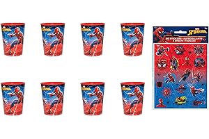 Spider-Man Spectacular! Ultimate Party Kit: 8 Resilient Stadium Cups + 80 Thrilling Stickers - Swing into Action-Packed Fun! 