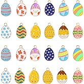 Honbay 24PCS Enamel Alloy Easter Charms Pendant Cute Easter Egg Pendants for Earrings Bracelet Necklace Jewelry Making (12 Style)