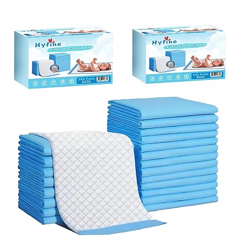 Hyfine 98 Pack Disposable Changing Pad, Waterproof Baby Disposable Underpads, Super Soft, Ultra Absorbent Diaper Changing Liners Baby Change Mats (17.5x22 inch)