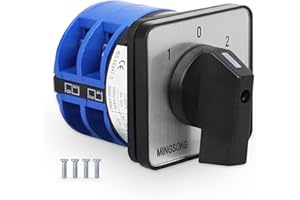 MINGSONG Rotary Transfer Switch Manual Changeover Switch MSW26-32 3 Positions 8 Terminals 2 Phase Universal Rotary Selector Switches 660V 32A