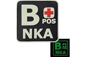 LEGEEON Glow Dark BPOS B+ NKA Blood Type No Known Allergies Tactical Morale PVC Rubber Touch Fastener Patch