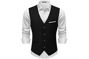 MAGE MALE Men's Suit Vests Casual Formal Dress Vest Business Slim Fit Waistcoat Vest with 3 Real Pockets for Suits Tuxedo