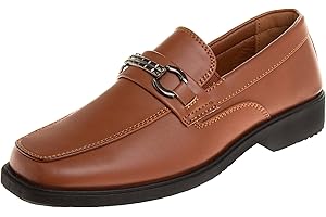 Josmo Boys Dress Shoes – Slip-On Comfort Uniform Oxford Loafer with Buckle Black and Brown (Big Kid/Little Kid) (Size 13-6)