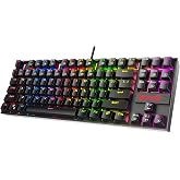 Redragon K552P Mechanical Gaming Keyboard TKL with 18 Backlight Modes, Hot-Swappable Red Switches, 87-Key Compact Ergonomic Design, N-Key Rollover &amp; Software Programmable Macro - RGB, Black