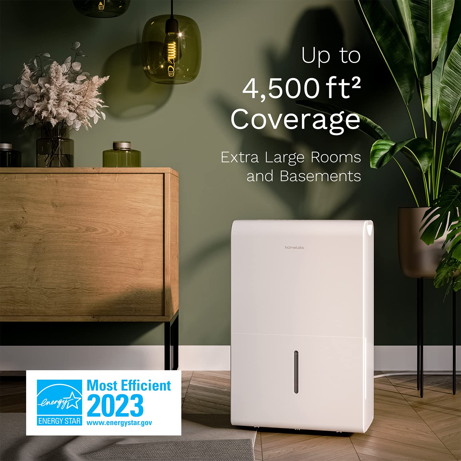 hOmeLabs 4500 Sq. Ft. - Superior Moisture Removal & Humidity Control for Large Rooms, Offices and Basements