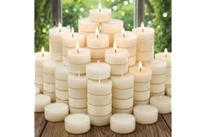 MOSROAD 48 Pcs Natural Beeswax Tealight Candles White, Pure Beeswax Tea Candles in Clear Cup, Organic Ivory Small Tea Light Candles with 4 Hours Clean Burn Time, Soy, Paraffin, & Fragrance Free