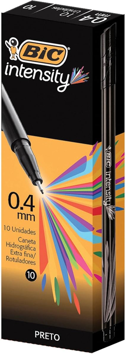 Caneta Hidrografica Intensity C 10 Cores Bic Caneta Hidrografica Ultra Fina Bic Intensity 0 4mm Preta 930195 10 Unidades Amazon Com Br