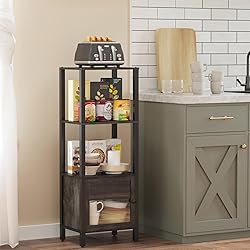 TUTOTAK 4 Tier Bookcase and Bookshelf, Narrow Book