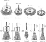 DazSpirit 9 Pcs Wire Brush Set for Drills 1/4 Inch Shank Cup Wheel End Brush view 2