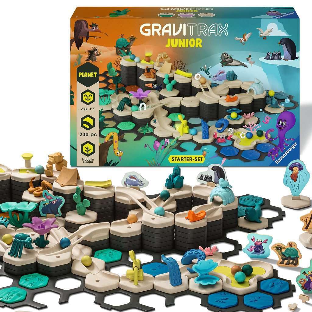 Ravensburger GraviTrax Junior Starter Set XXL - My Planet - Fun and Educational Preschool Marble Run Building Experience - STEM-Friendly, Interactive Learning, MESH Accredited - Kids Age 3 and Older