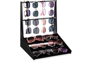 Emfogo Sunglass Organizer for Men - Multi-Functional Display Stands with Large Capacity, Stylish Sunglass Storage Shelf for S