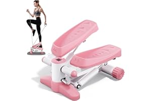 MORIKO Stair Stepper for Exercises, Portable Mini Steppers with Resistance Band, 330LB Weight Capacity, Non-Slip Mat, LCD Calories Display, Aerobic Fitness Stepper for Home Workout