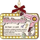 Hairdresser Christmas Ornaments 2025 - Hair Stylist Gifts for Women, Girls, Wooden Christmas Decorations, Cosmetology Graduation Gifts for Sister, Friends - Barber Beautician Hairstylist Gift Idea