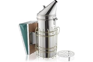 Honey Keeper 12-1/2 inch Bee Hive Smoker, Stainless Steel with Heat Shield, Beekeeping Equipment