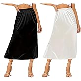 Ellames Women's 2 Pieces Half Slips for Under Dresses Satin Long Underskirt Half Slip Shirt Skirt Extender