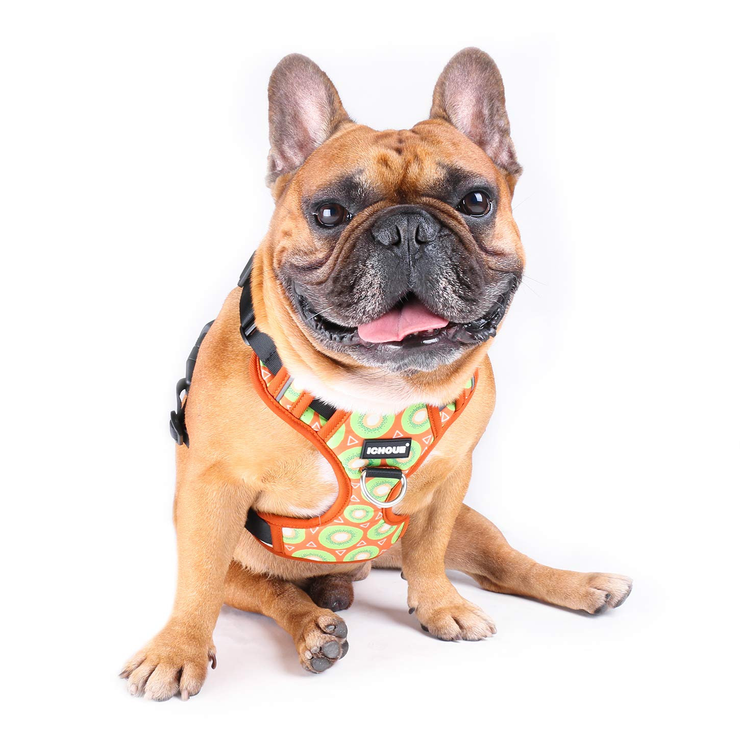 iChoue Dog Vest Harness Soft Padded No Pull Adjustable Reflective for Small Medium Dogs - Kiwi Fruit S