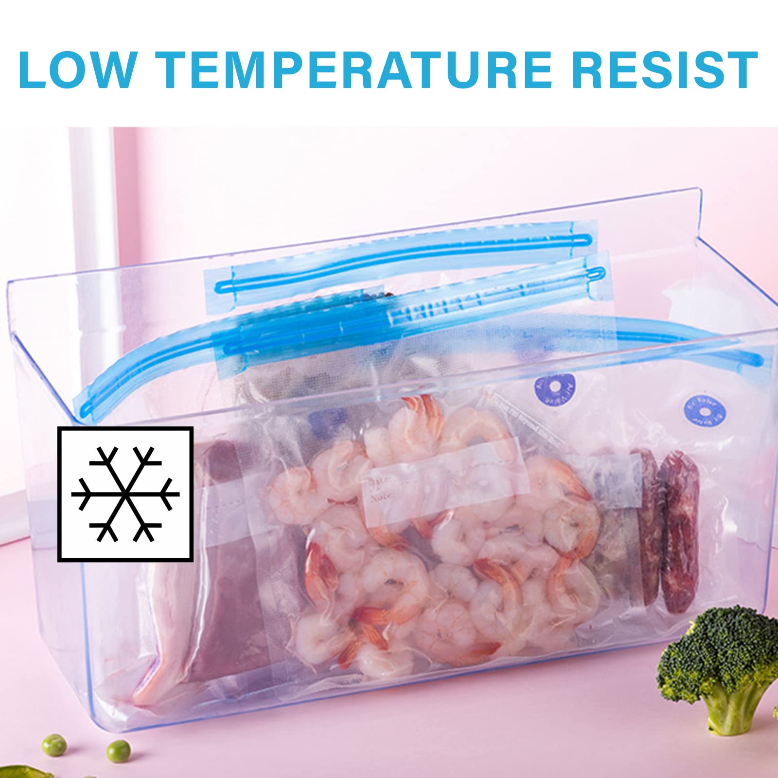 20 PCS Reusable Vacuum Sealer Bags for Food & Snack Storage, Meal Prep & Sous Vide, BPA Free Vacuum Zipper Bags, Freezer & Microwave Safe, 2 Sizes, 8