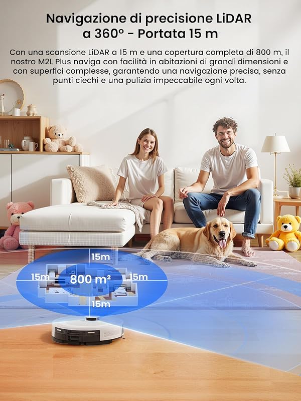 M2L Plus Robot Aspirapolvere Lavapavimenti con Mappatura, 6000 Pa — foto 7 di 8
