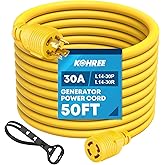 Kohree Nema L14-30 Generator Cord 30 Amp 4 Prong 50FT, Heavy Duty Generator Power Locking Cord for Manual Transfer Switch, El