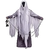 DSplay Unisex Ghost Costume Adult Hood Robe for Halloween Party