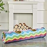 Large Cat Toys Collapsible Tunnel Tube with Plush Balls, for Small Pets Bunny Rabbits, Kittens, Ferrets,Puppy and Dogs,Rainbo