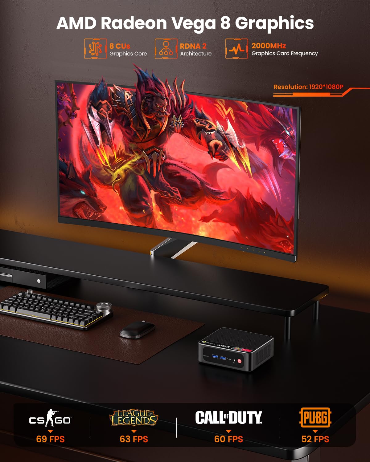 Beelink Mini PC Ryzen 7 5800H (8C/16T, Turbo 4.4GHz), 32GB DDR4 RAM 1TB PCIe3.0 SSD Mini Desktop Computers, SER5 PRO Support 4K@60Hz Triple Display/WiFi 6/BT5.2/DP+HDMI+USB-C/USB3.2/RJ45 LAN