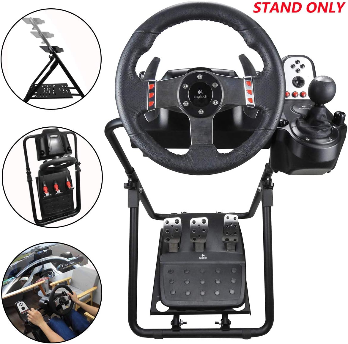 upshop1st Racing Wheel Stand fit for Logitech G25/G27/G29/G920 Most Thrustmaster Gaming Steering Wheel, Xbox360/One, Playstation, PC Platforms, Foldable & Height Adjustable for Racing Console: Electronics