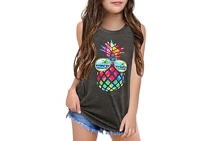 Qbily Tank Tops for Girls Kids Summer Casual Cute Sleeveless Crewneck Graphic T Shirt 5-14 Years