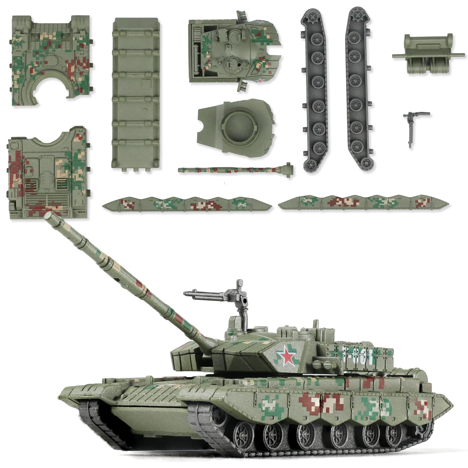 SEBUNAS 1/72 Scale Type 99 Military Tank Quick Build Model China Armored Vehicle Type 99 Main Battle Tank Building Model Gift for Adults and Kids (13PCS)