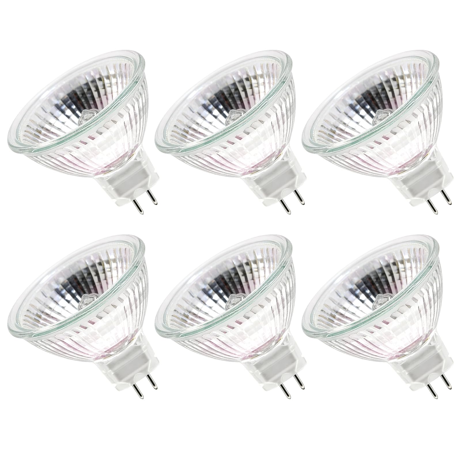 Comyan MR16 Halogen Light Bulbs 50W 12V GU5.3 Spotlight Bulbs 2 Pin Base 4000 Hrs Lifespan Dimmable MR16 Halogen Bulb 36° Beam Angle 3000K Warm White Dichroic - 6Pack
