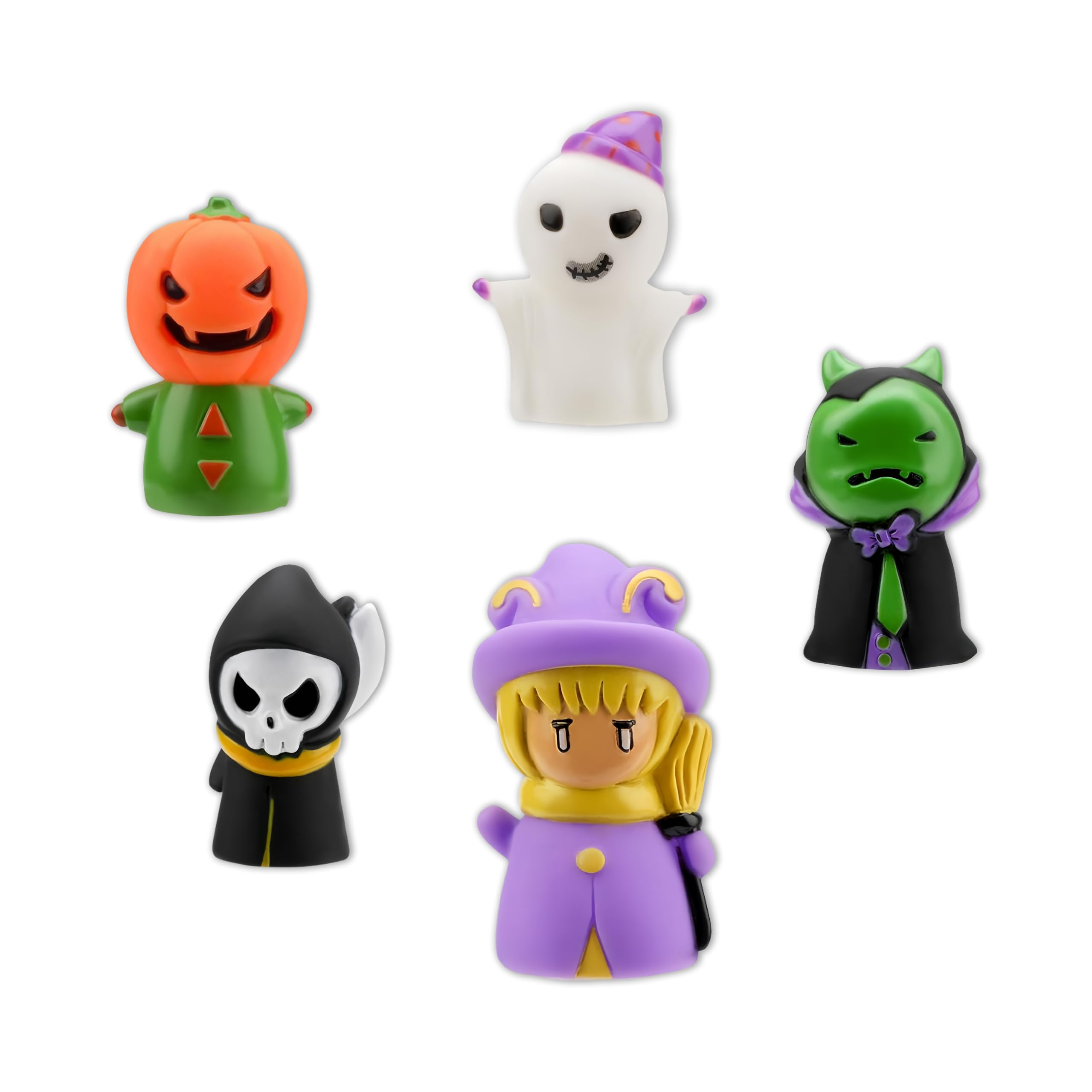 DVOFU 5Pieces Halloween Finger Puppet Cartoon Cute Finger Puppets Interactive Toy Pumpkin Ghost Witch Wonderful Gift for Children and Adults Party School