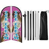Ice Cream Feather Flag for Business, 9.18FT Double-Sided Outdoor Advertising Swooper Banner with Pole Kit & Ground Stake – Tear-Resistant Polyester Feather Flag for Shops, Events & Promotions