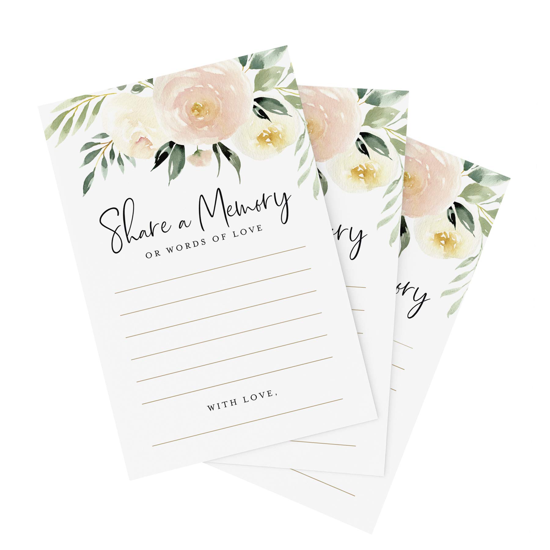 Bliss Collections Blush Floral Share a Memory Cards for The Bride and Groom, Perfect for: Bridal Shower, Baby Shower, Graduation, Wedding, Pack of 50 Cards, 102 x 152 mm