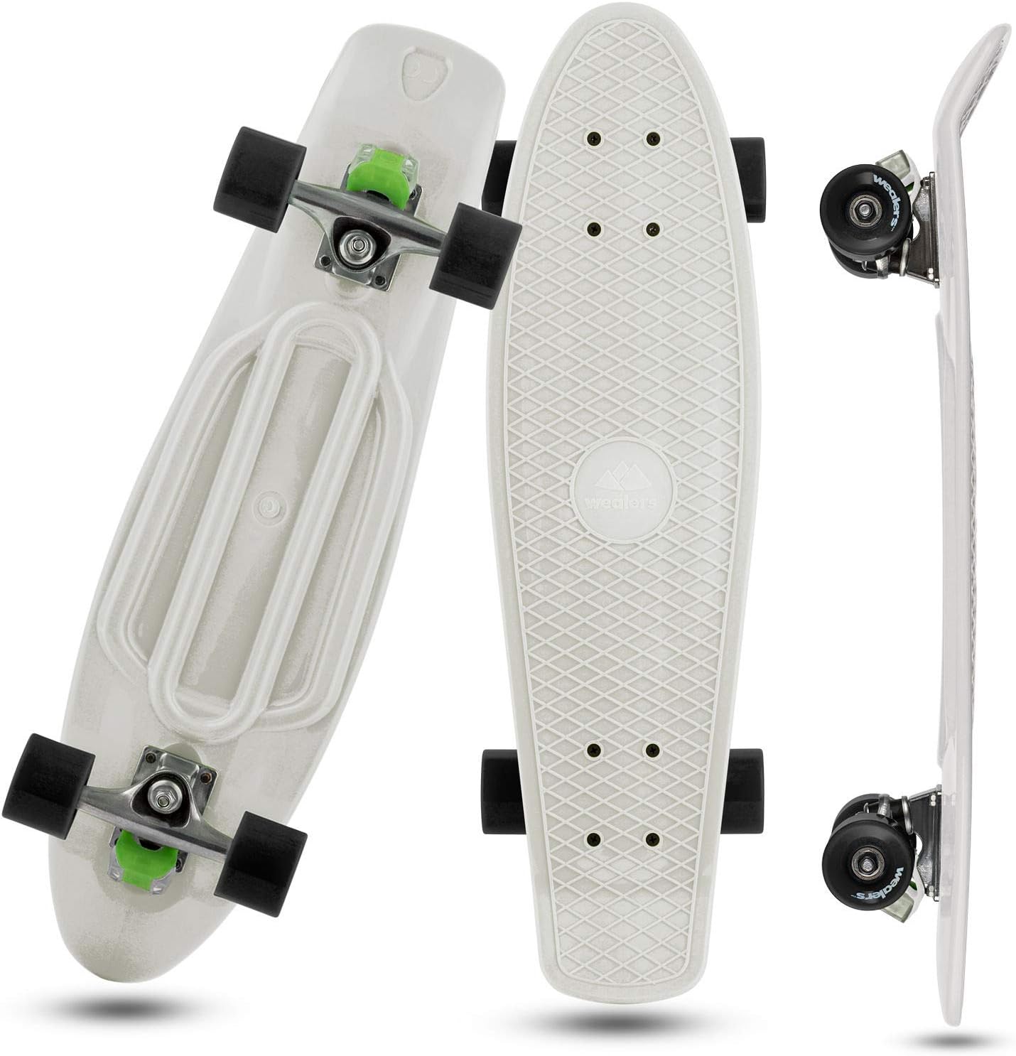 Full Assembled Classic Skateboard Retro Plastic Street Cruiser Portable Long Board High Speed Skating Performance Super Smooth Pu Wheels & ABEC-7 Bearings Removable Colorful Light Included