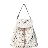 Eiyye Handmade Crochet Backpack for Women Premium Cotton Rope Boho Rucksack with Adjustable Straps Lightweight Woven Shoulder Backpack for Travel Beach &amp; Everyday Casual