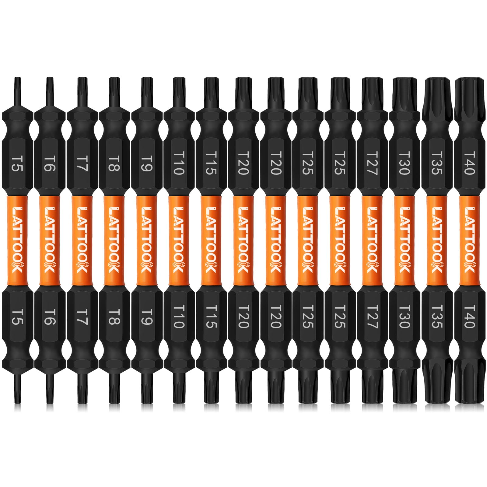 Photo 1 of 15-Piece Torx Bit Set, LATTOOK Double-ended Security Torx Bit Set Tamper Proof Star Bits, Magnetic S2 Steel, 3'' Long