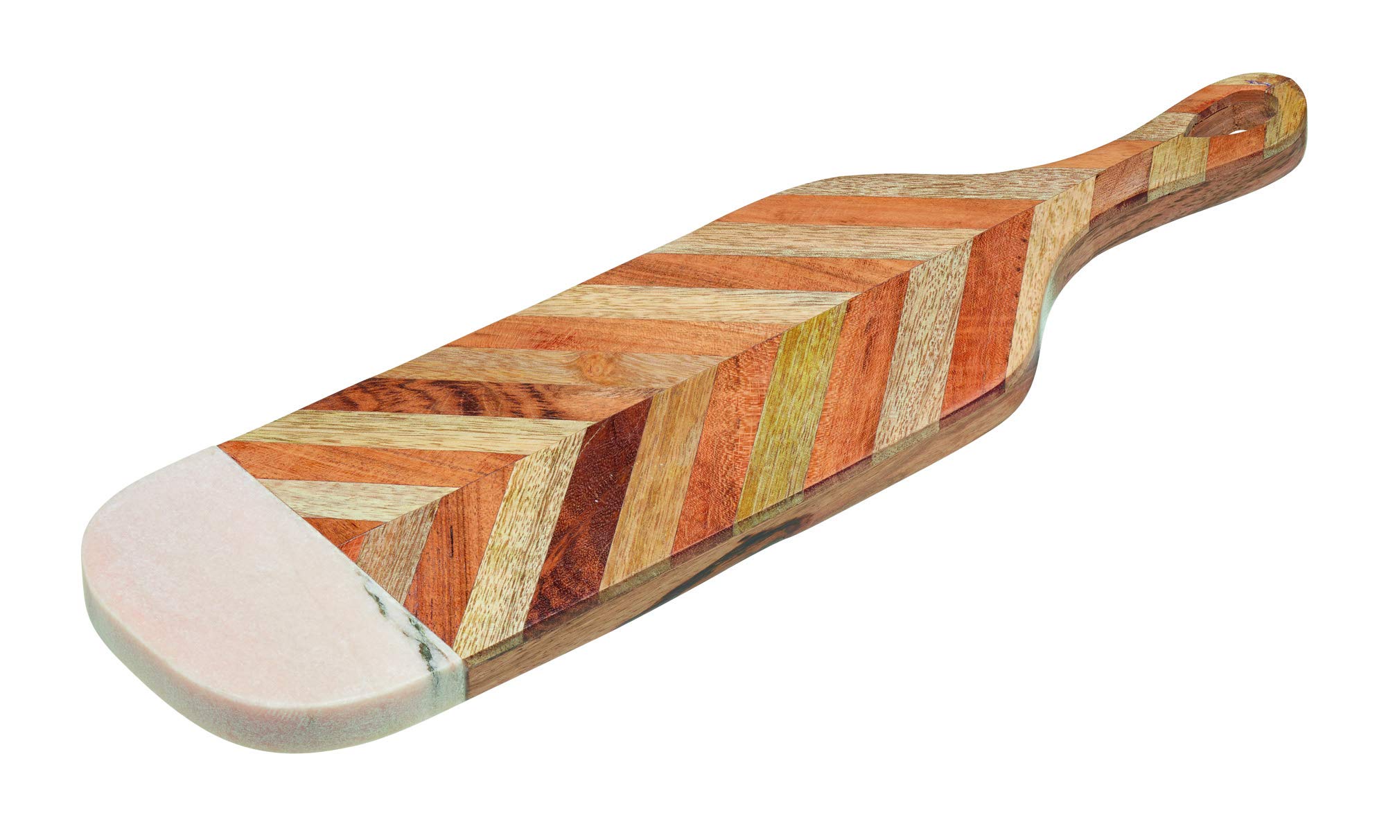 KitchenCraft Serenity Serving Platter, Mango Wood/Marble, Brown/Pink, 48 x 13 cm