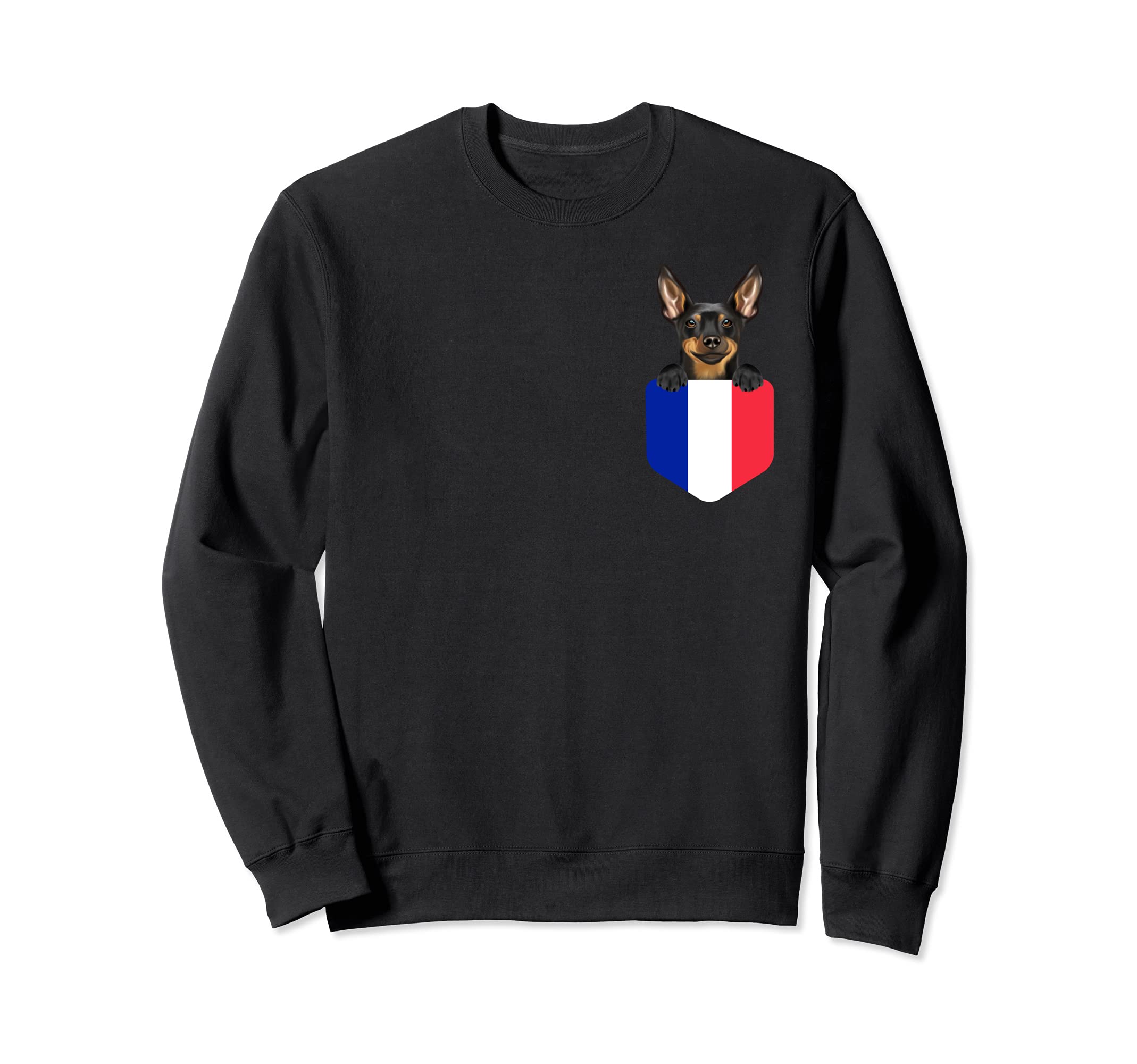 France Flag Miniature Pinscher Dog In Pocket Sweatshirt