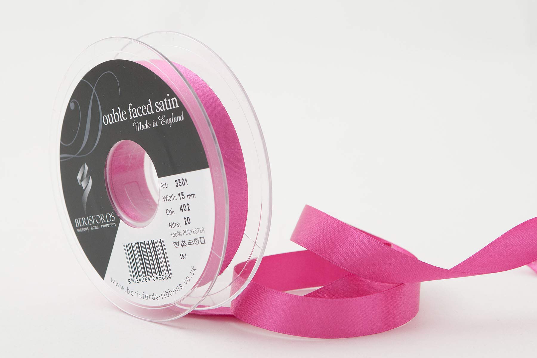 Berisfords Double FACE Poly Satin Ribbon, Fuchsia, 10.5x10.5x3 cm — image 1