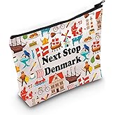 JXGZSO Denmark Travel Gift Next Stop Denmark Cosmetic Bag Traveler Gift Denmark Vacation Makeup Bag Danish landmark Trip Gift