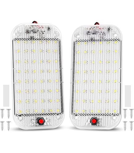 RVZONE RV Lights Interior Natural White 12V RV LED Ceiling Double Dome Light Fixture 1100 LM Frosted RV Interior Lighting Camper Lights For RV Trailer Camper Truck Van Boat(4000-4500K
